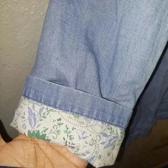 J Jill Womens Blue Denim Blazer Jacket Cape Wash Long Sleeve Size Large Tall - Picture 6 of 7